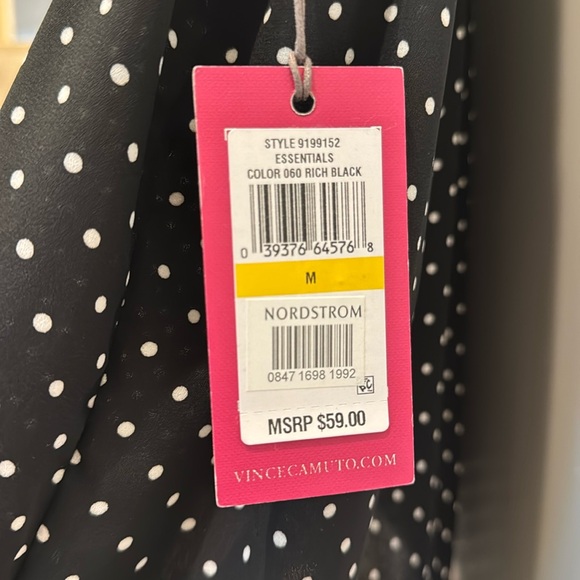 VINCE CAMUTO POLKA DOT SLEEVELESS V-NECK TANK TOP BLOUSE BLACK & WHITE. SIZE M - Picture 3 of 5